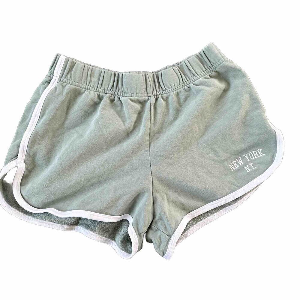 Brandy Melville New York Shorts Greenish Gray‎ With White Trim